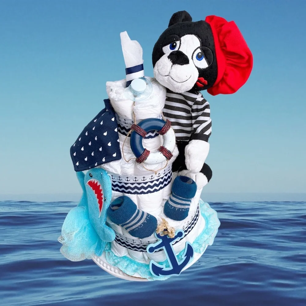 Nautical Diaper Cake, Doggy Diaper Cake